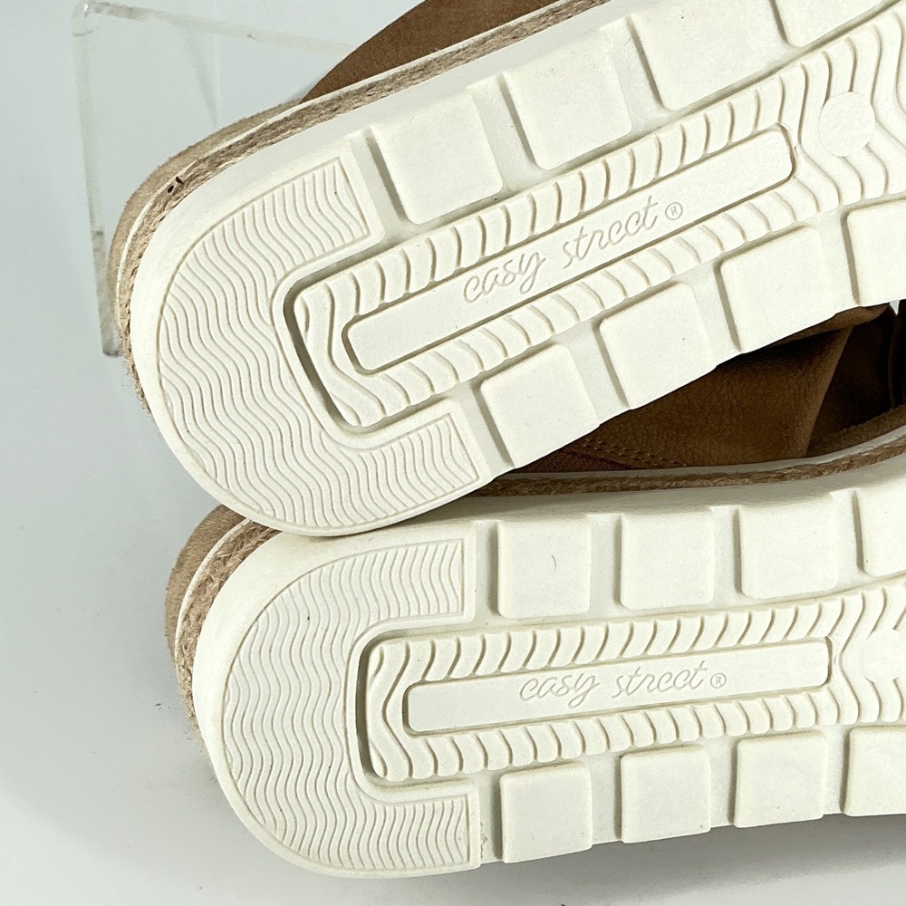 Easy Street Size 10 Tan Faux Suede Twist Knot Espadrille Wedge Sandals - Picture 12 of 14